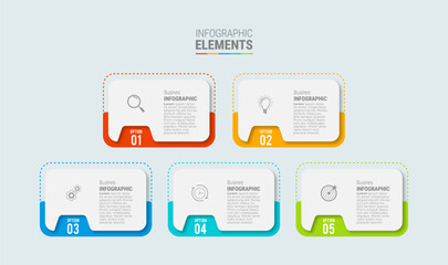Business infographic template design icons 5 options or steps