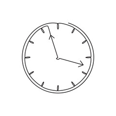Wall clock continuous line art hand drawing style time icon and logo linear. Single line art or one-line art doodle art wall clock linear minimalist artwork.
