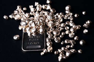 Silver bar precious metal for industry or money investing