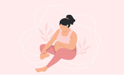 pregnant woman with leg cramps  on a pink background