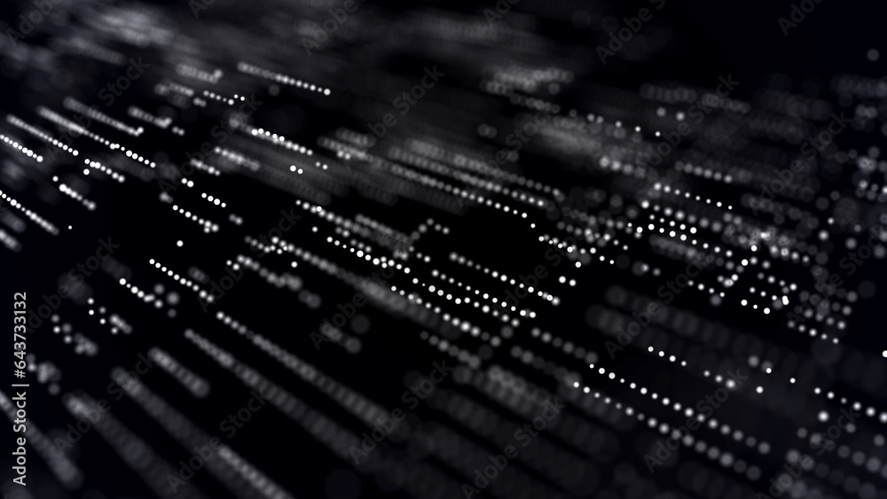 Poster technological background made of dots and lines. large amount of data. 3d rendering.