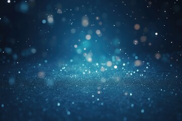 Blue bokeh light background, Christmas glowing bokeh confetti and sparkle texture overlay for your design. Sparkling blue dust abstract luxury decoration background.