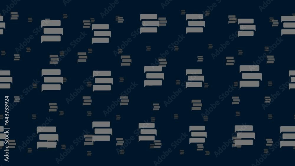 Poster discussion symbols float horizontally from left to right. parallax fly effect. floating symbols are 