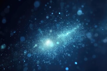 Obraz premium Blue bokeh light background, Christmas glowing bokeh confetti and sparkle texture overlay for your design. Sparkling blue dust abstract luxury decoration background.