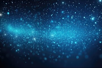 Fototapeta premium Blue bokeh light background, Christmas glowing bokeh confetti and sparkle texture overlay for your design. Sparkling blue dust abstract luxury decoration background.