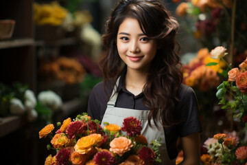 Young Chinese Florist. Small Business Owner