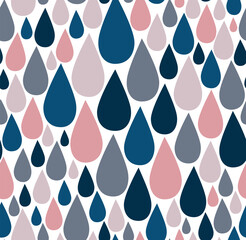 Seamless abstract pattern with rain drops. Vector background in gray blue colors