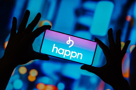 September 4, 2023, Brazil. In this photo illustration, the Happn logo is displayed on a smartphone screen.