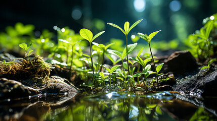 Naklejka premium grass and water