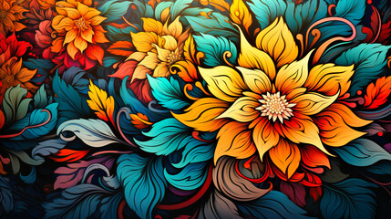 Navigate the labyrinth of abstract retro flower patterns,