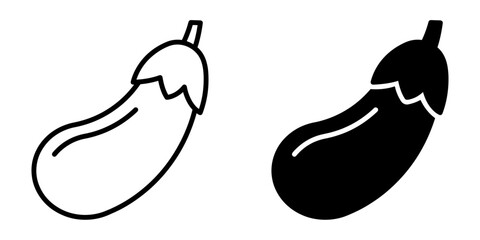 ofvs460 OutlineFilledVectorSign ofvs - eggplant vector icon . aubergine sign . isolated transparent . black outline and filled version . AI 10 / EPS 10 / PNG . g11803