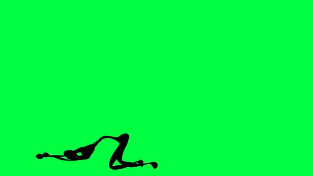 Silhouettes of humans or aliens in various poses