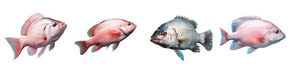 Fototapeta premium Fresh tilapia transparent background
