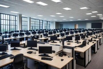 Computer lab room with chairs