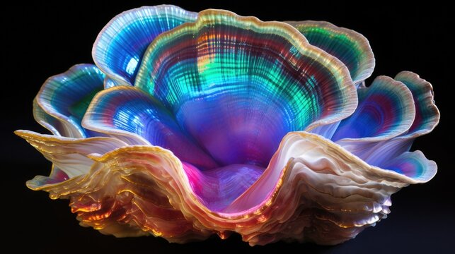 Giant clam texture macro. Beautiful sea shell textured close-up..