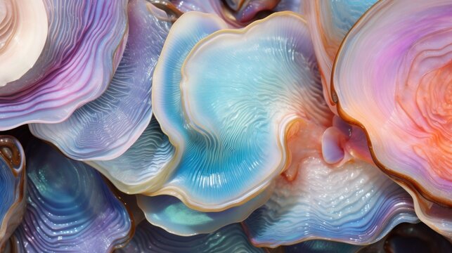 Giant clam texture macro. Beautiful sea shell textured close-up..