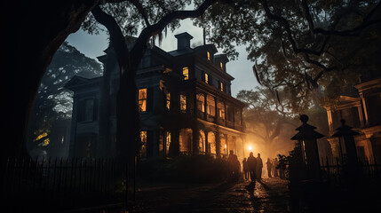 Draped in cobwebs and shrouded in darkness a haunted house awaits thrill-seekers on hair-raising ghost tours in October 