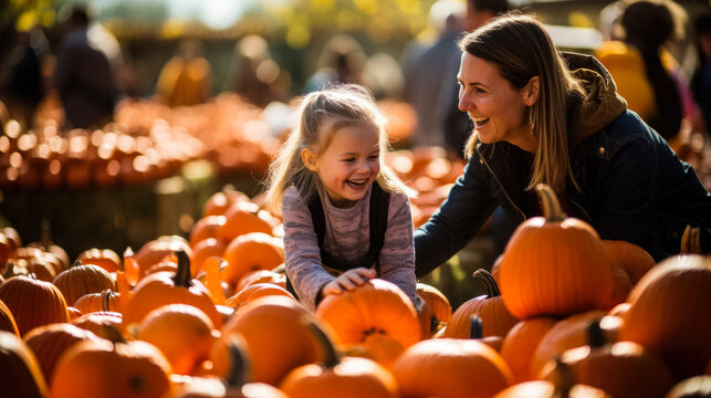 Families immerse themselves in a sea of orange picking the perfect pumpkins and reveling in the festive spirit 