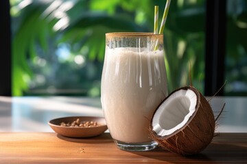coconut milk and coconut smoothie