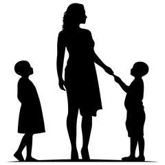 Mother and Child Silhouette. Vector Illustration