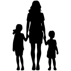 Mother and Child Silhouette. Vector Illustration