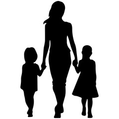 Mother and Child Silhouette. Vector Illustration