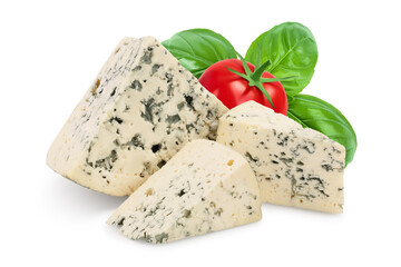 Blue cheese isolated on white background with full depth of field.