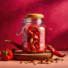 winter red pepper and ajvar.Preservation for the winter.background