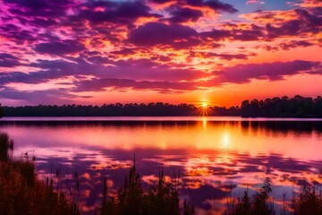 A beautiful sunset over the lake