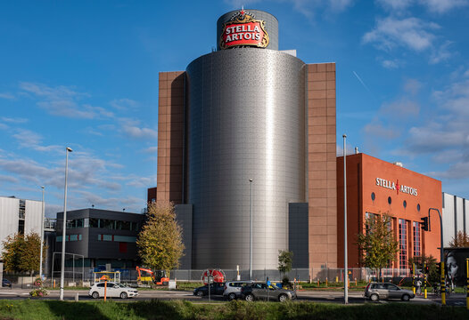 LEUVEN, BELGIUM - OCTOBER 28, 2019: Office buildings of the Brewery Stella Artois in Leuven. Province of Flemish Brabant, Flanders, Belgium