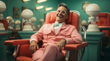 Radiant Elegance: Smiling Man in Pink Suit 