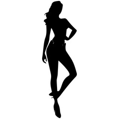 Silhouettes of beautiful girl