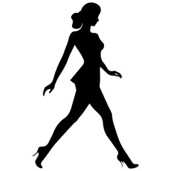 Silhouettes of beautiful girl