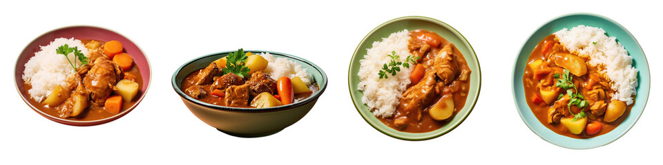 Japanese chicken curry on transparent background - obrazy, fototapety, plakaty