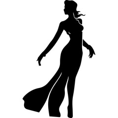 Silhouettes of beautiful girl