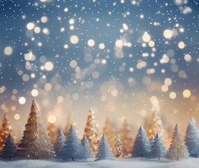 Fototapeta na wymiar Winter background with fir trees and snow