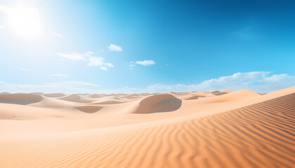 Fototapeta na wymiar Sand Dunes in dry and hot desert - Generativ AI