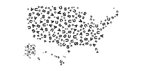 A picture of a map of America with the letters USA arranged together.