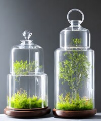plants in bell jar