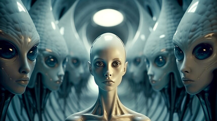 robot humanoid background with person alien in the space spaceship desktop wallpaper