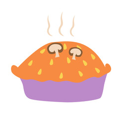 Autumn food and drink elements, mushroom pie
