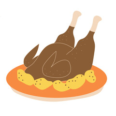 Autumn food and drink elements, roasted turkey
