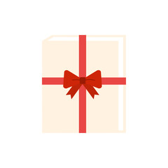 Book gift icon. Education, learning, reading concepts. Flat vector design illustration isolated on white background.