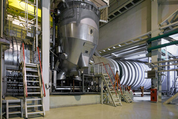 Closeup view of gas turbine.