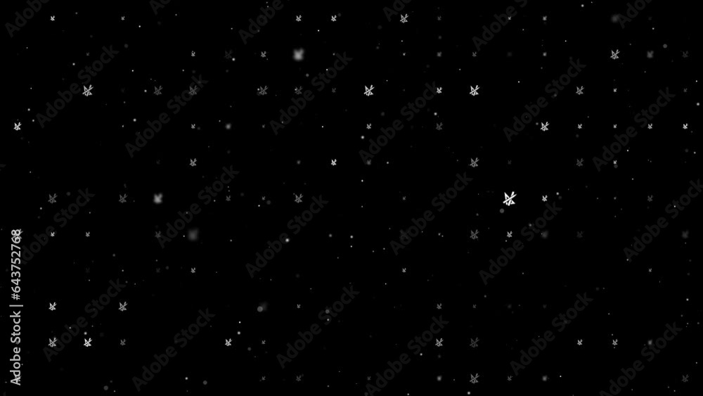 Poster template animation of evenly spaced school supplies symbols of different sizes and opacity. animatio
