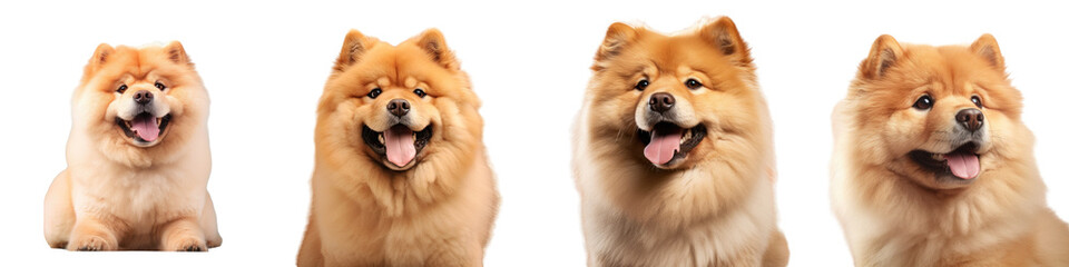 Isolated chowchow dog with fluffy coat on a transparent background