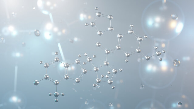 daridorexant molecular structure, 3d model molecule, orexin antagonist, structural chemical formula view from a microscope