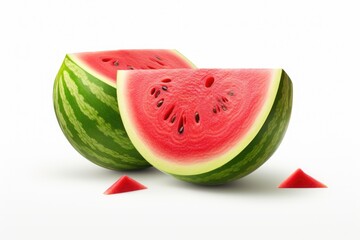 slice of watermelon isolated on white - obrazy, fototapety, plakaty