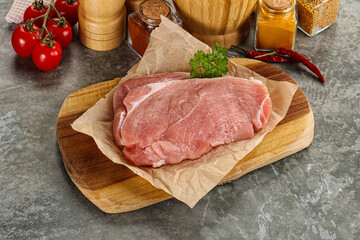 Raw pork schnitzel for cooking