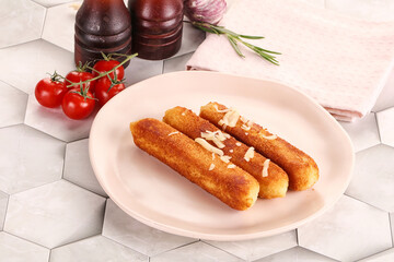 Fried cheese sticks for snack